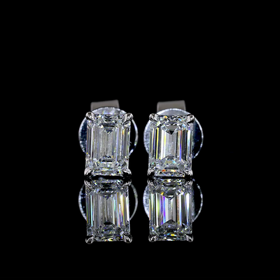 1.06 CT Emerald Lab Grown Diamond Stud Earrings in 14K White Gold