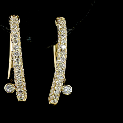 2.46 CT Round Lab Grown Diamond Huggie Earrings in 14K Yellow Gold