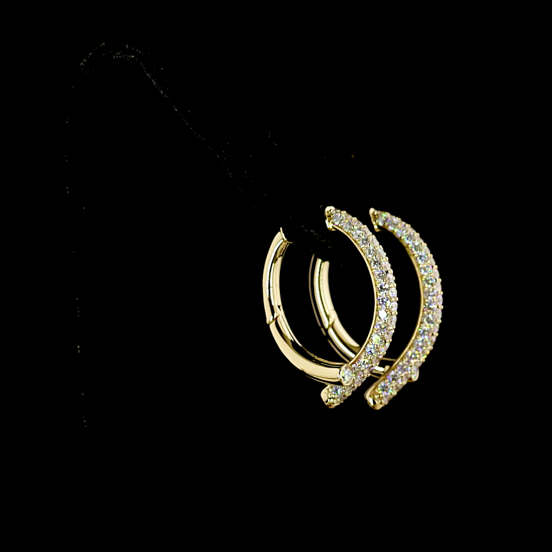 2.46 CT Round Lab Grown Diamond Huggie Earrings in 14K Yellow Gold