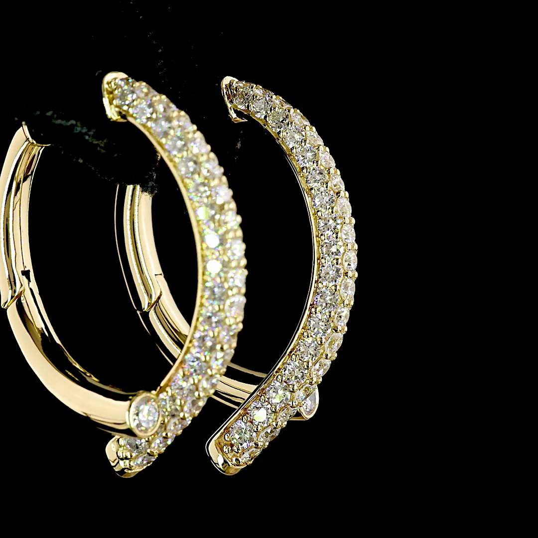 2.46 CT Round Lab Grown Diamond Huggie Earrings in 14K Yellow Gold