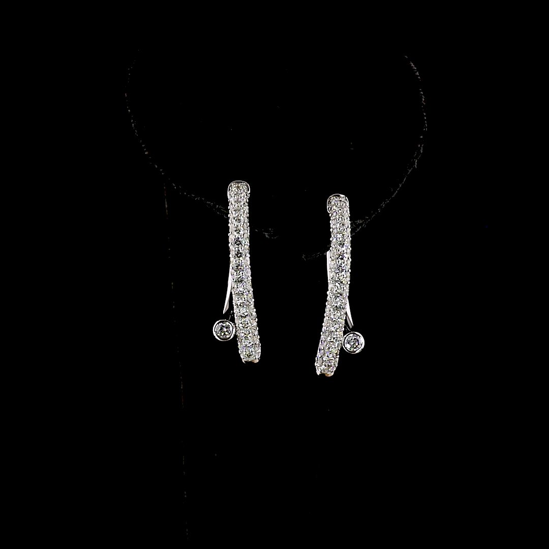 2.46 CT Round Lab Grown Diamond Huggie Earrings in 14K White Gold