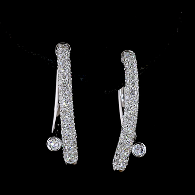 2.46 CT Round Lab Grown Diamond Huggie Earrings in 14K White Gold