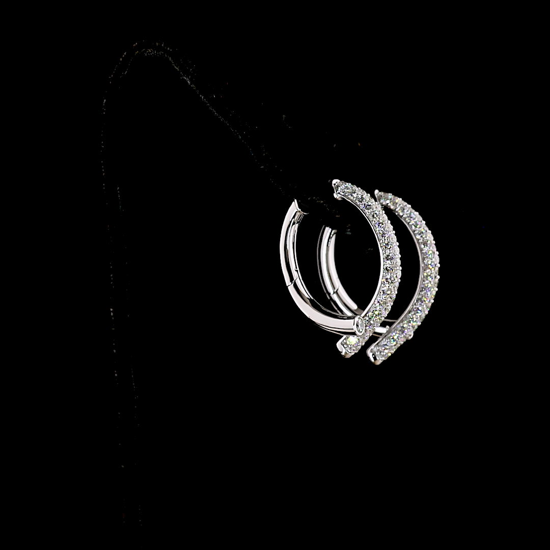 2.46 CT Round Lab Grown Diamond Huggie Earrings in 14K White Gold