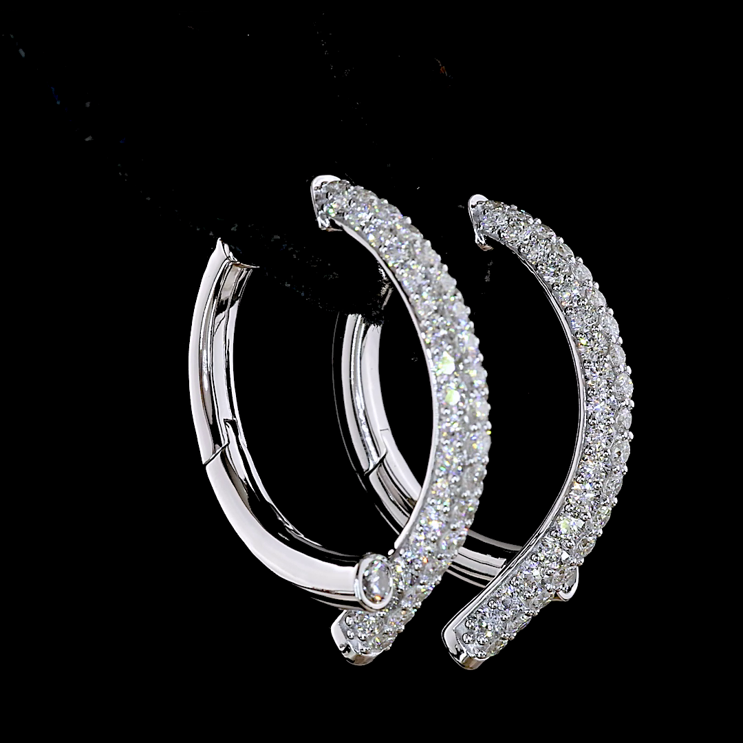 2.46 CT Round Lab Grown Diamond Huggie Earrings in 14K White Gold