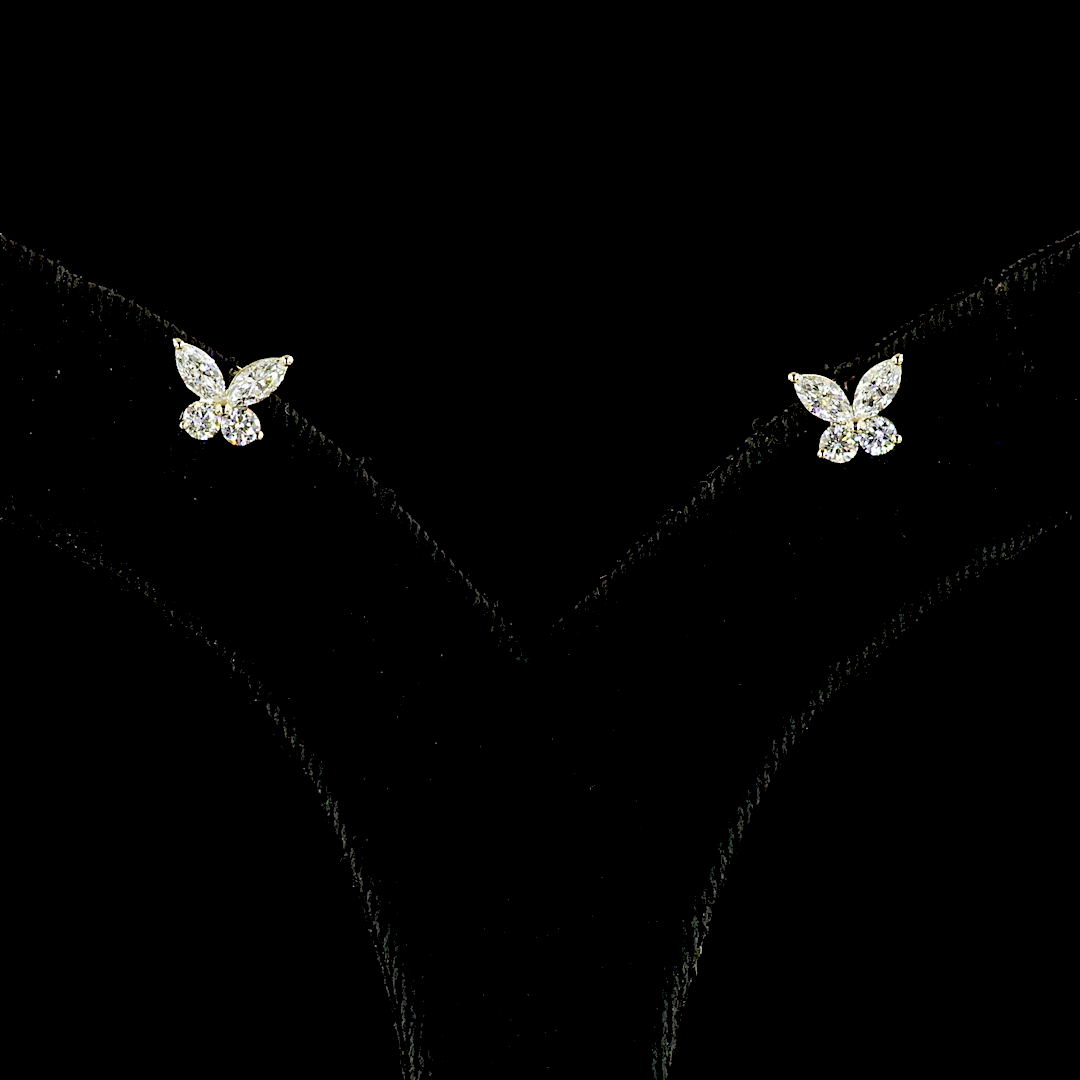 0.66 CT Marquise Lab Grown Diamond Stud Earrings in 14K Yellow Gold