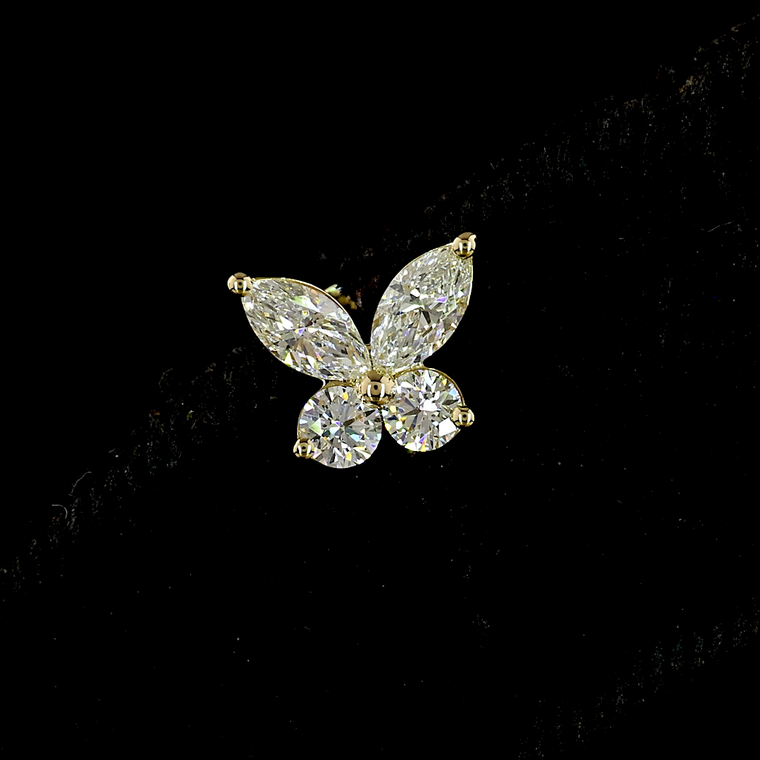 0.66 CT Marquise Lab Grown Diamond Stud Earrings in 14K Yellow Gold