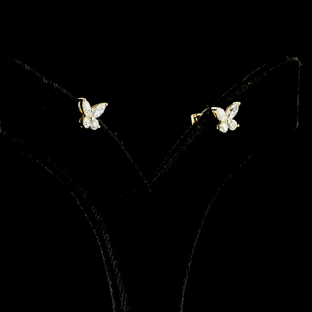 0.66 CT Marquise Lab Grown Diamond Stud Earrings in 14K Yellow Gold