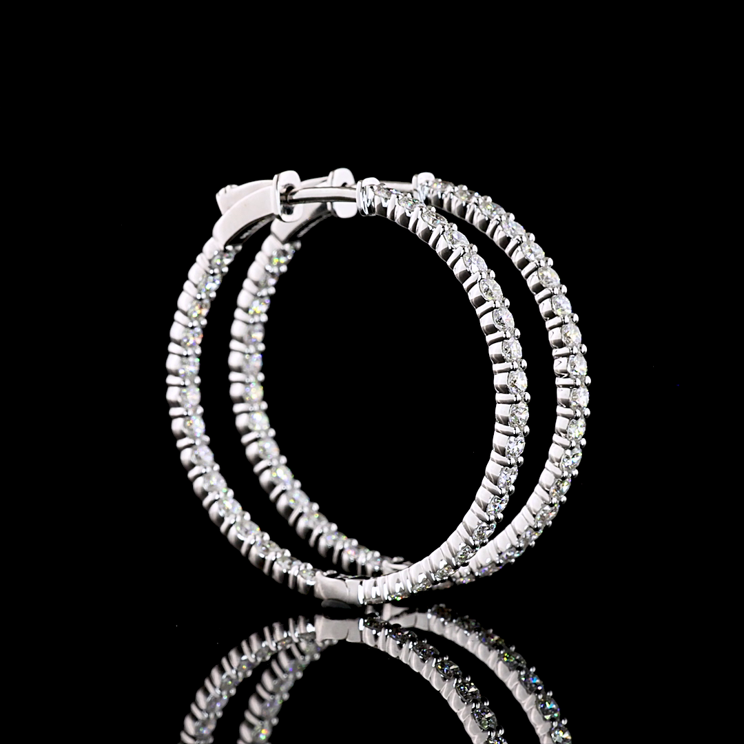 2.01 CT Round Lab Grown Diamond Hoop Earrings in Sterling Silver