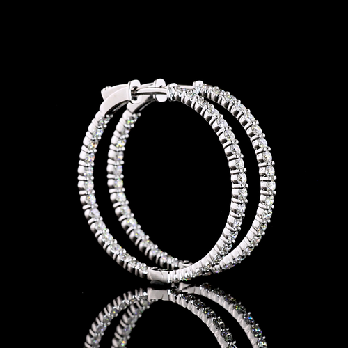 2.01 CT Round Lab Grown Diamond Hoop Earrings in Sterling Silver