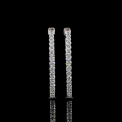 2.01 CT Round Lab Grown Diamond Hoop Earrings in Sterling Silver