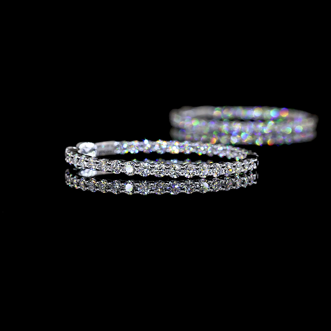 2.01 CT Round Lab Grown Diamond Hoop Earrings in Sterling Silver
