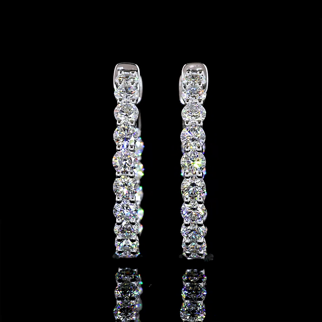 1.73 CT Round Lab Grown Diamond Huggie Earrings in 14K White Gold