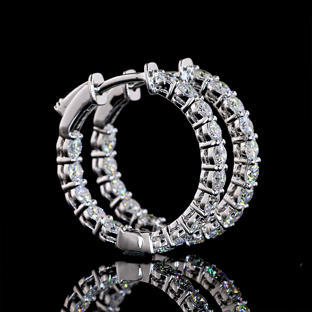 1.73 CT Round Lab Grown Diamond Huggie Earrings in 14K White Gold