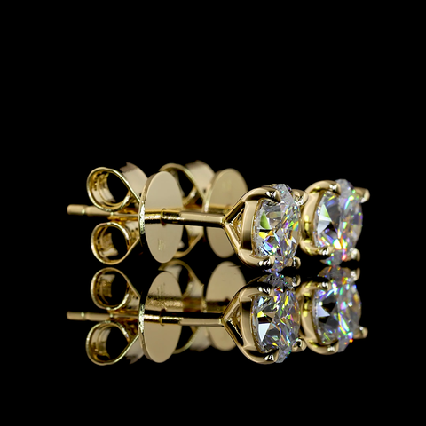 1.57 CT Round Lab Grown Diamond Stud Earrings in 14K Yellow Gold