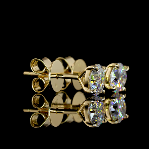 1.57 CT Round Lab Grown Diamond Stud Earrings in 14K Yellow Gold
