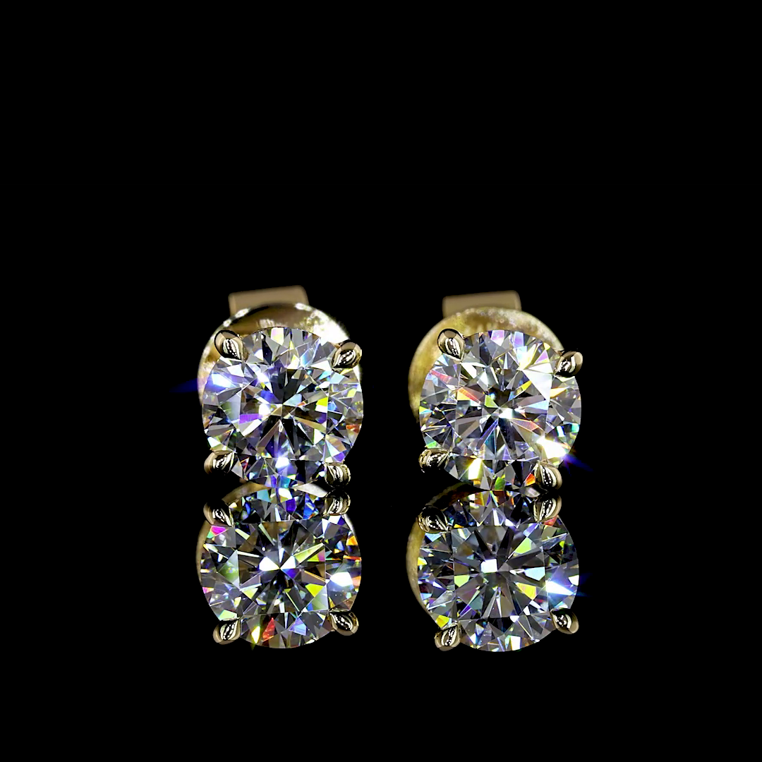 1.57 CT Round Lab Grown Diamond Stud Earrings in 14K Yellow Gold