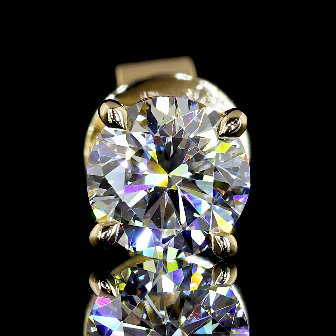 1.57 CT Round Lab Grown Diamond Stud Earrings in 14K Yellow Gold