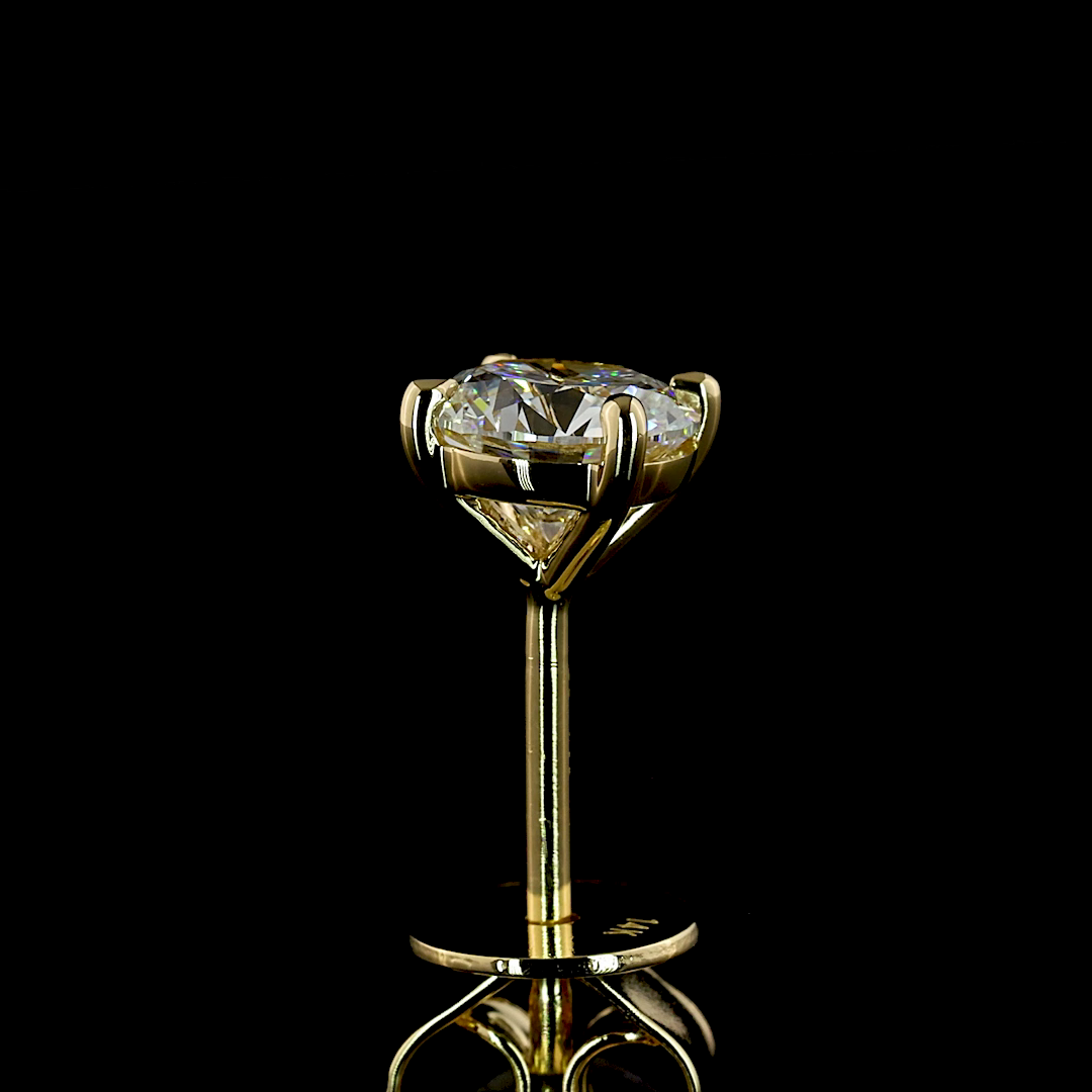 1.57 CT Round Lab Grown Diamond Stud Earrings in 14K Yellow Gold