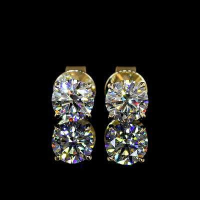 1.07 CT Round Lab Grown Diamond Stud Earrings in 14K Yellow Gold