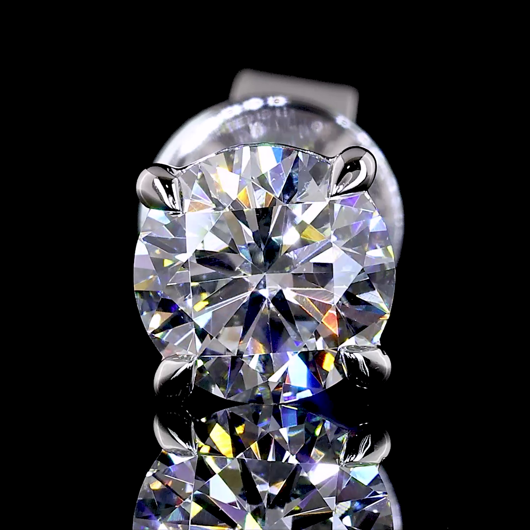 1.55 CT Round Lab Grown Diamond Stud Earrings in 14K White Gold