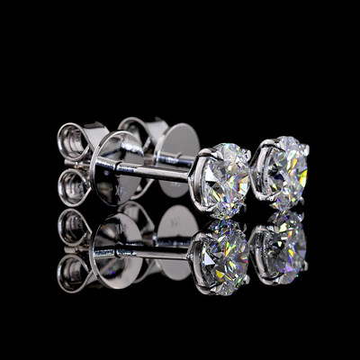 1.06 CT Round Lab Grown Diamond Stud Earrings in 14K White Gold