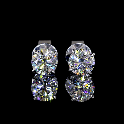 1.06 CT Round Lab Grown Diamond Stud Earrings in 14K White Gold
