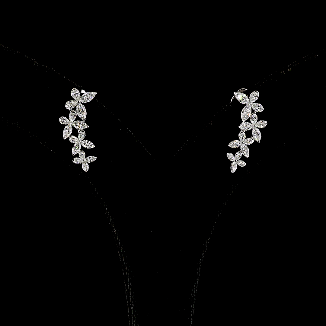1.32 CT Marquise Lab Grown Diamond Crawler Earrings in 14K White Gold