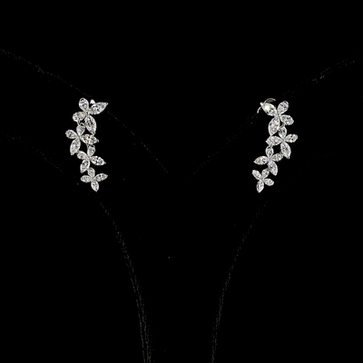 1.32 CT Marquise Lab Grown Diamond Crawler Earrings in 14K White Gold