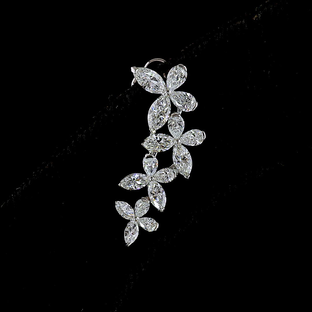1.32 CT Marquise Lab Grown Diamond Crawler Earrings in 14K White Gold