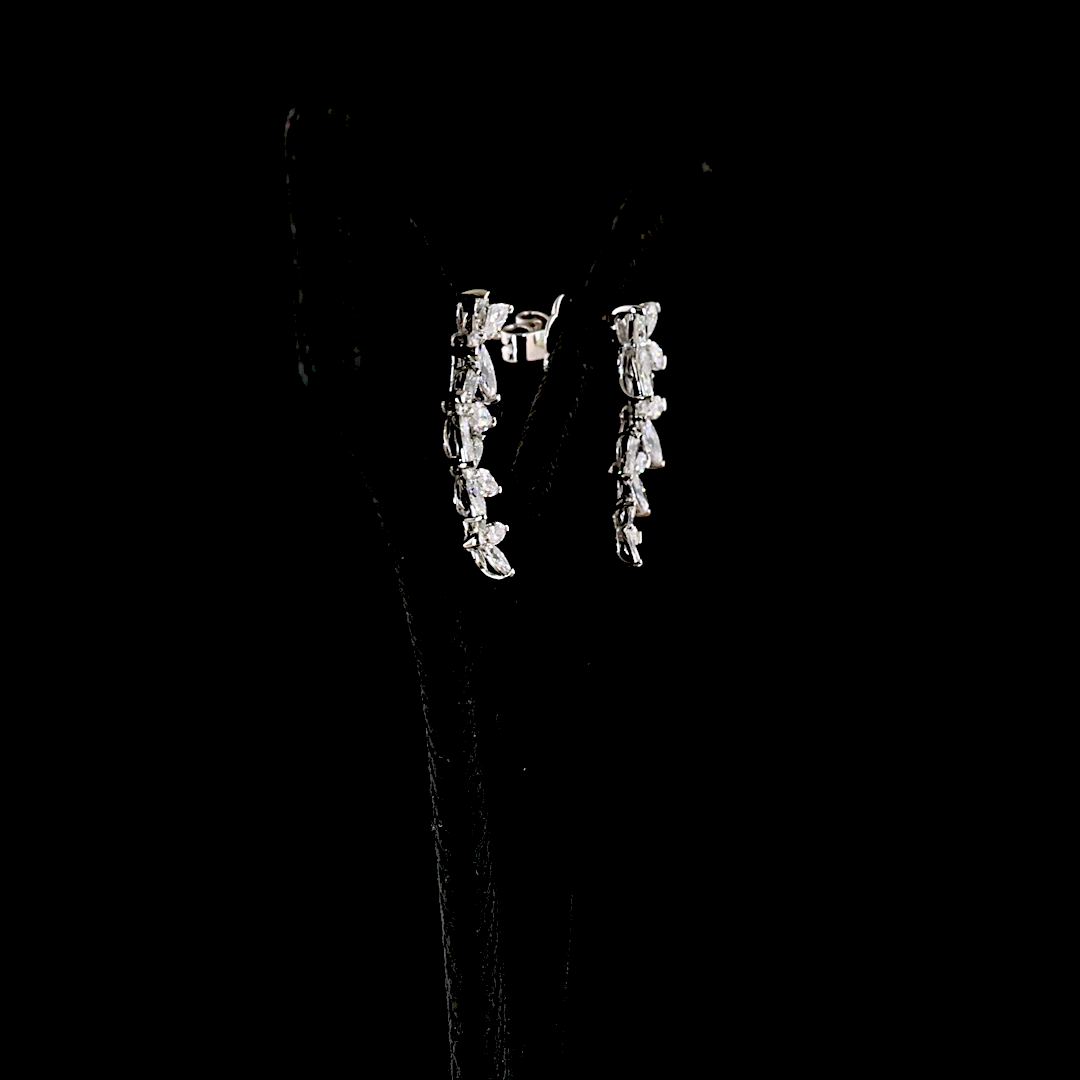 1.32 CT Marquise Lab Grown Diamond Crawler Earrings in 14K White Gold
