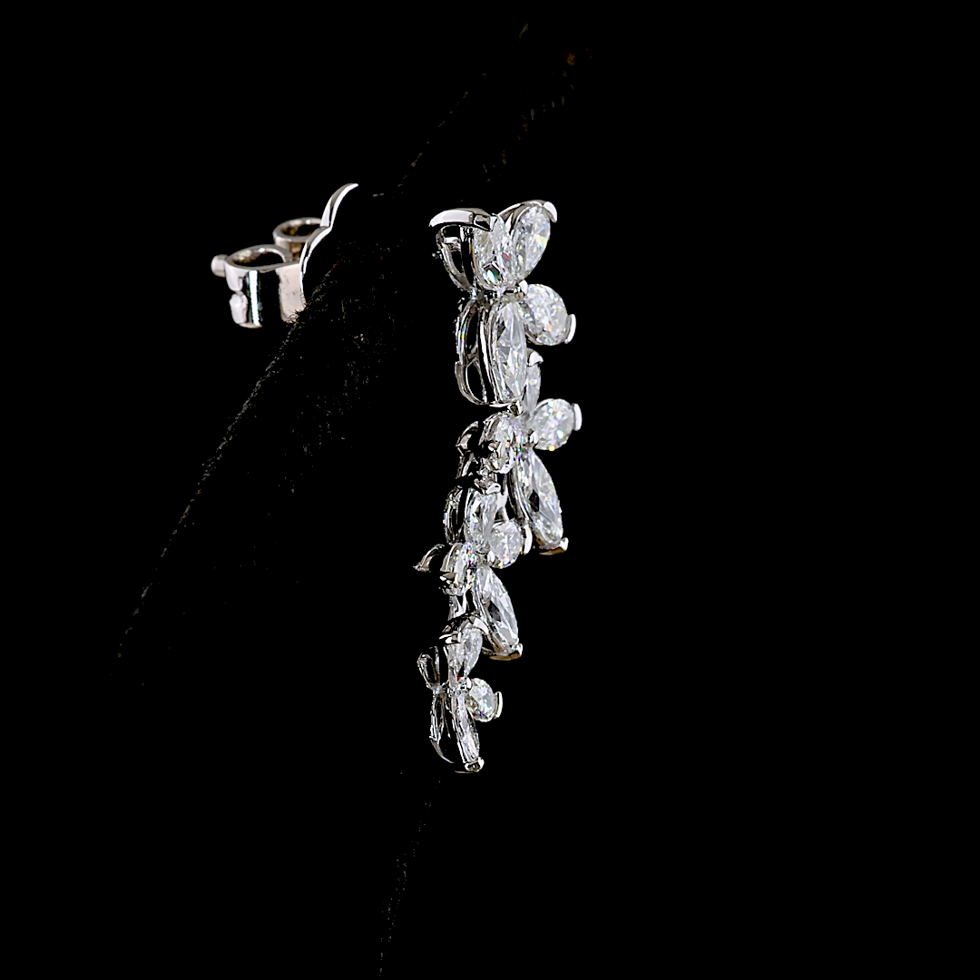 1.32 CT Marquise Lab Grown Diamond Crawler Earrings in 14K White Gold