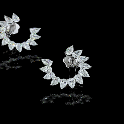 2.75 CT Pear Lab Grown Diamond Designer Earrings in 14K White Gold
