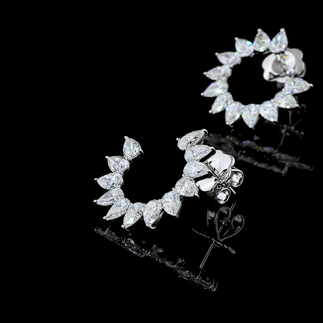2.75 CT Pear Lab Grown Diamond Designer Earrings in 14K White Gold