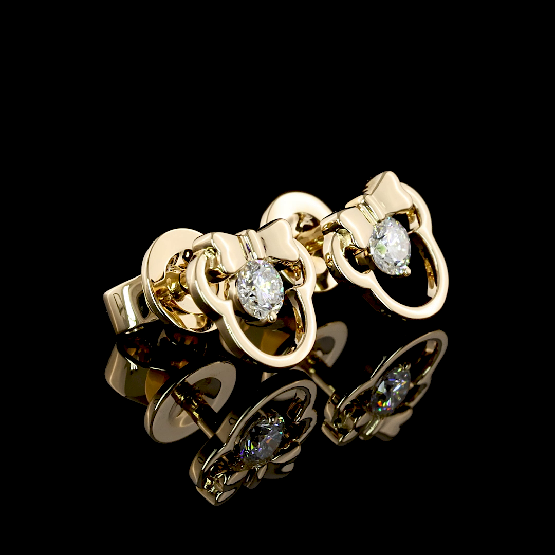 0.11 CT Round Lab Grown Diamond Stud Earrings in 18K Yellow Gold