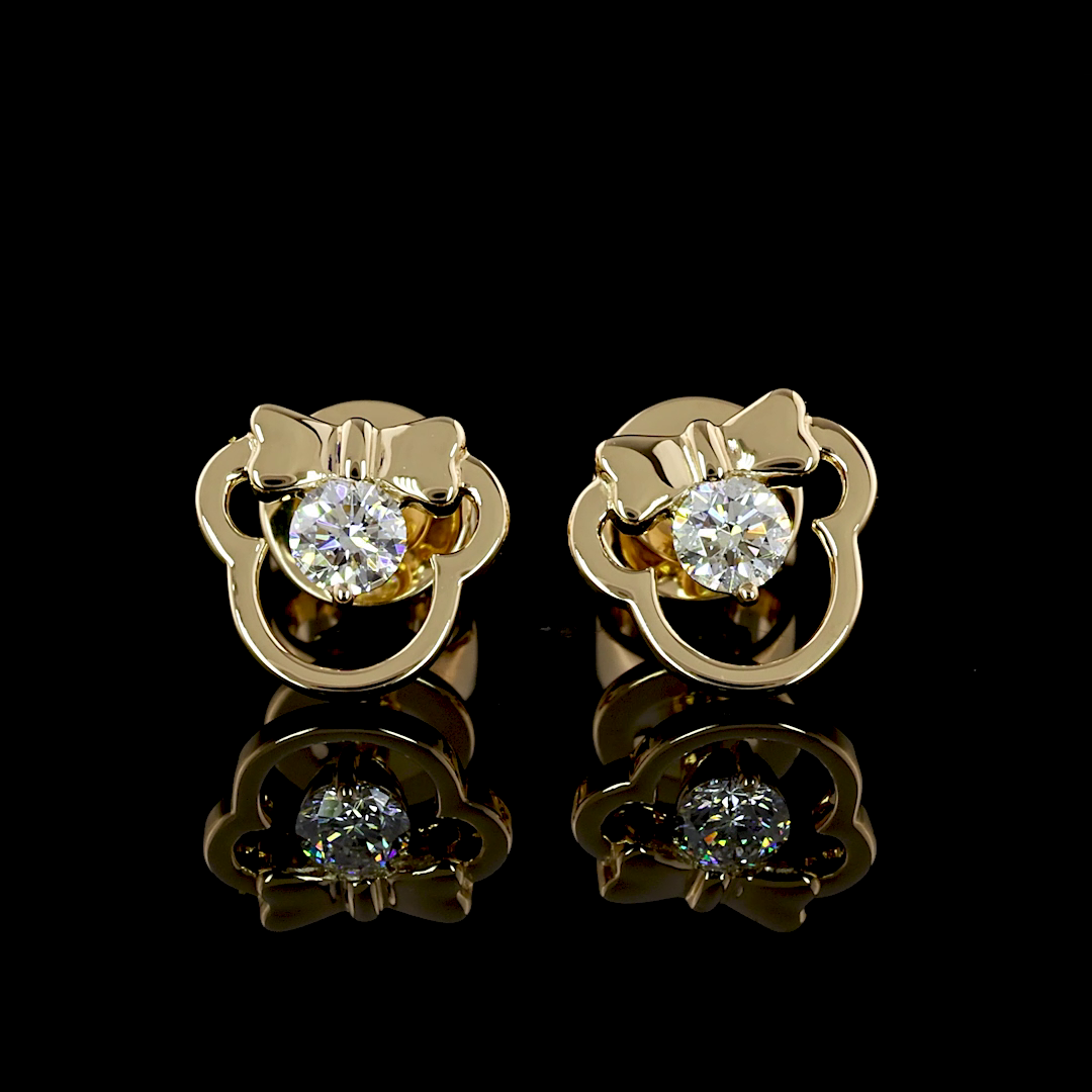 0.11 CT Round Lab Grown Diamond Stud Earrings in 18K Yellow Gold