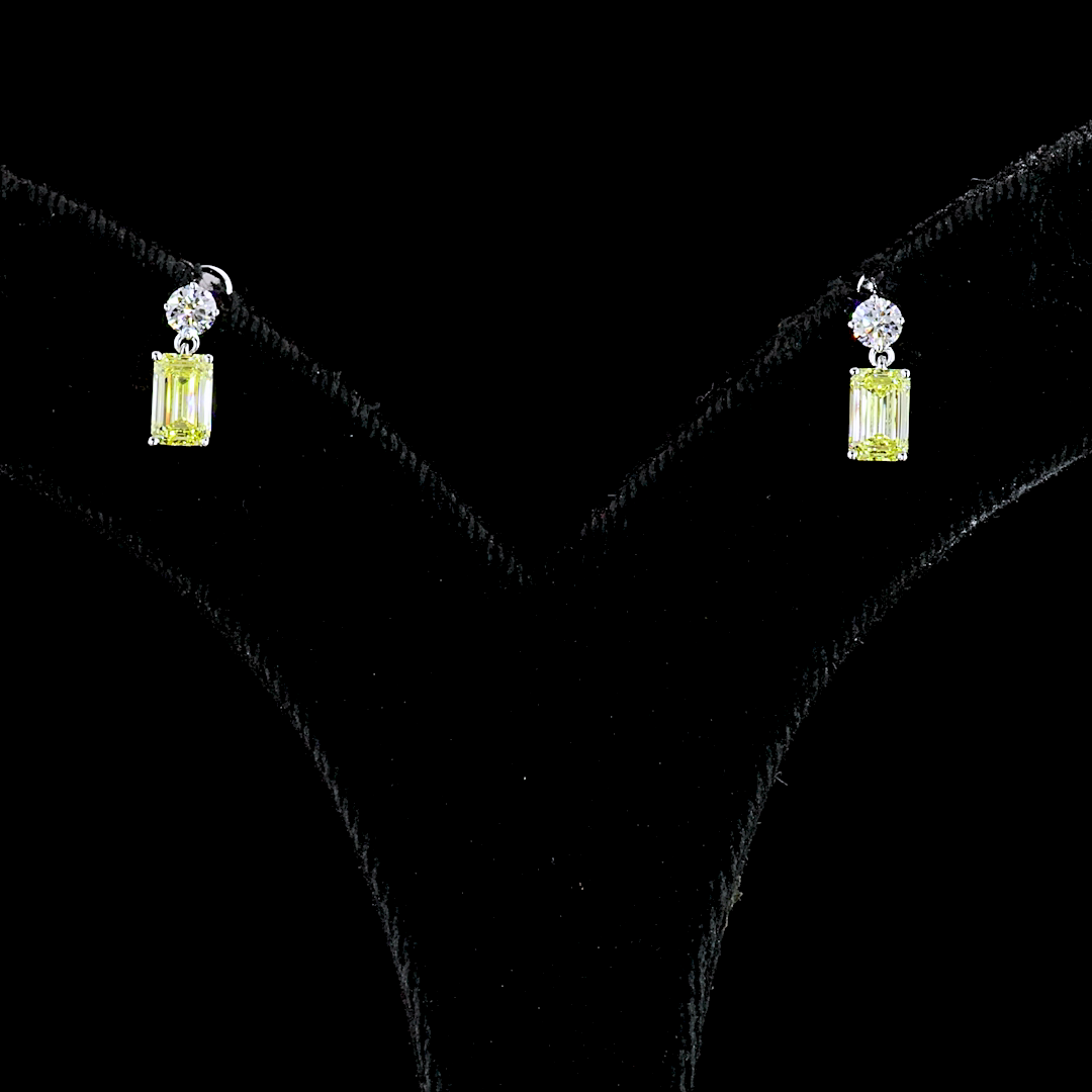 1.14 CT Round Lab Grown Diamond Drop Earrings in 14K White Gold