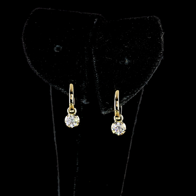 0.52 CT Round Lab Grown Diamond Drop Earrings in 14K Yellow Gold