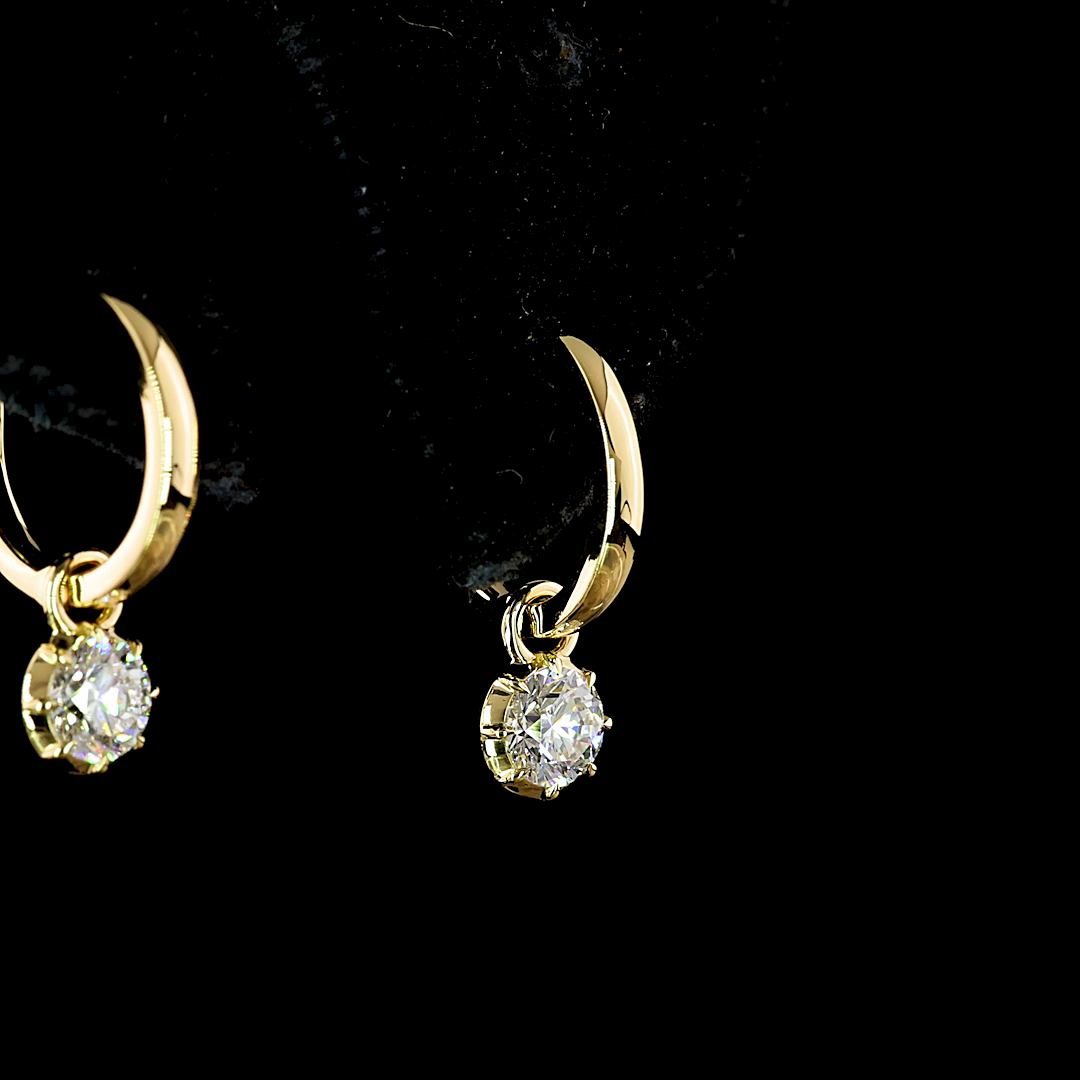 0.52 CT Round Lab Grown Diamond Drop Earrings in 14K Yellow Gold