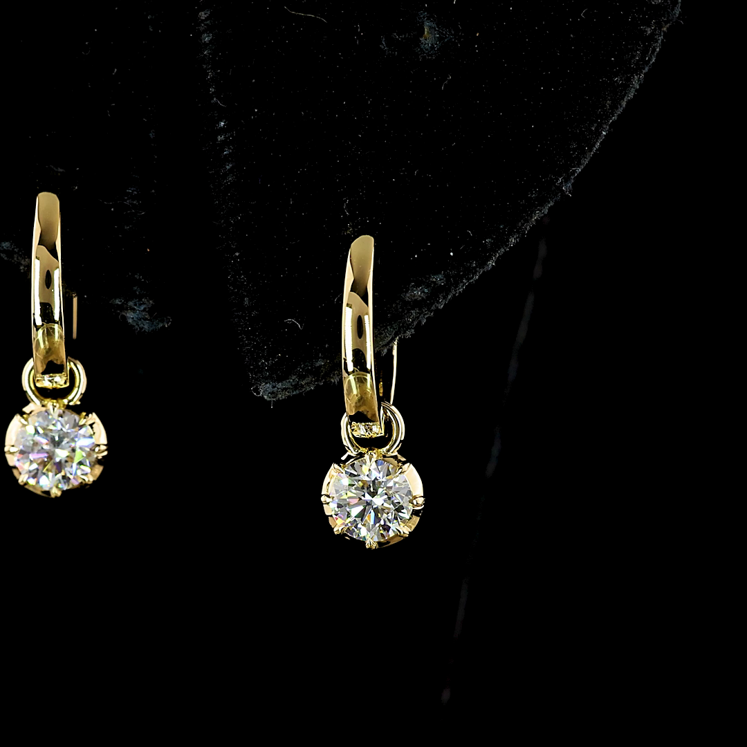 0.52 CT Round Lab Grown Diamond Drop Earrings in 14K Yellow Gold