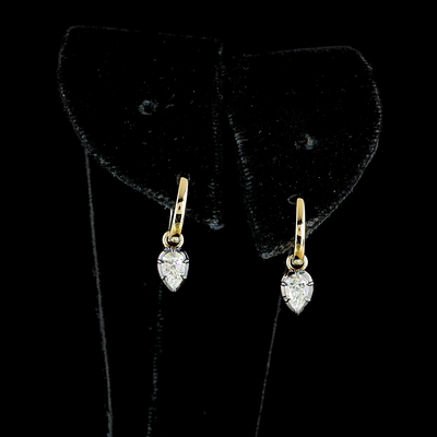 0.53 CT Pear Lab Grown Diamond Drop Earrings in 14K Yellow Gold