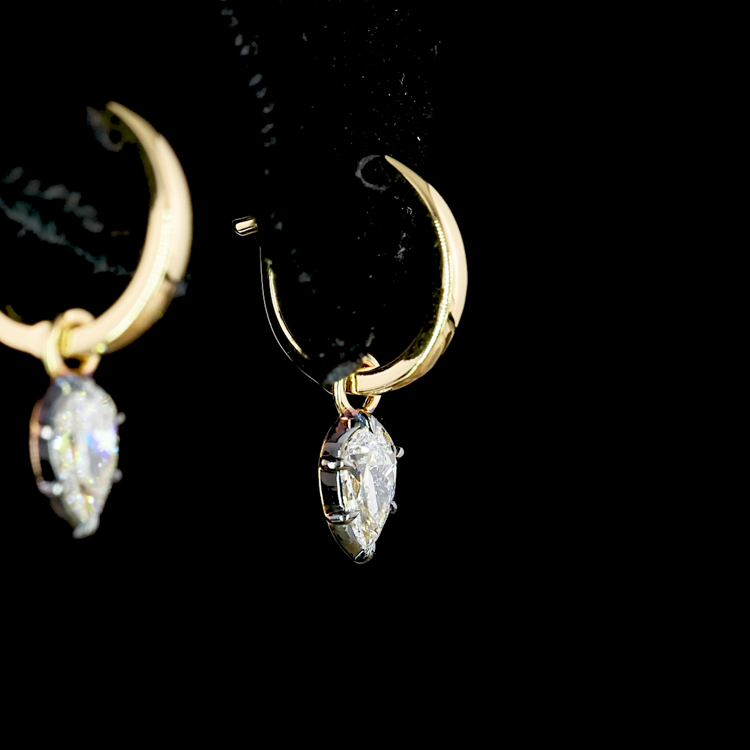 0.53 CT Pear Lab Grown Diamond Drop Earrings in 14K Yellow Gold