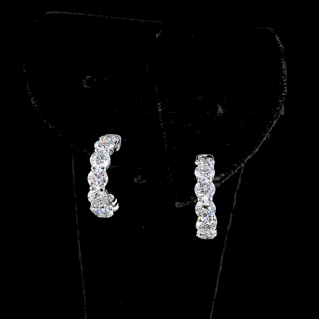 2.86 CT Round Lab Grown Diamond C Hoop Earrings in 14K White Gold