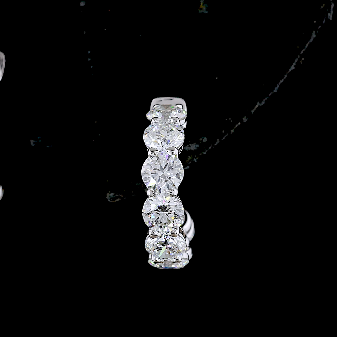 2.86 CT Round Lab Grown Diamond C Hoop Earrings in 14K White Gold