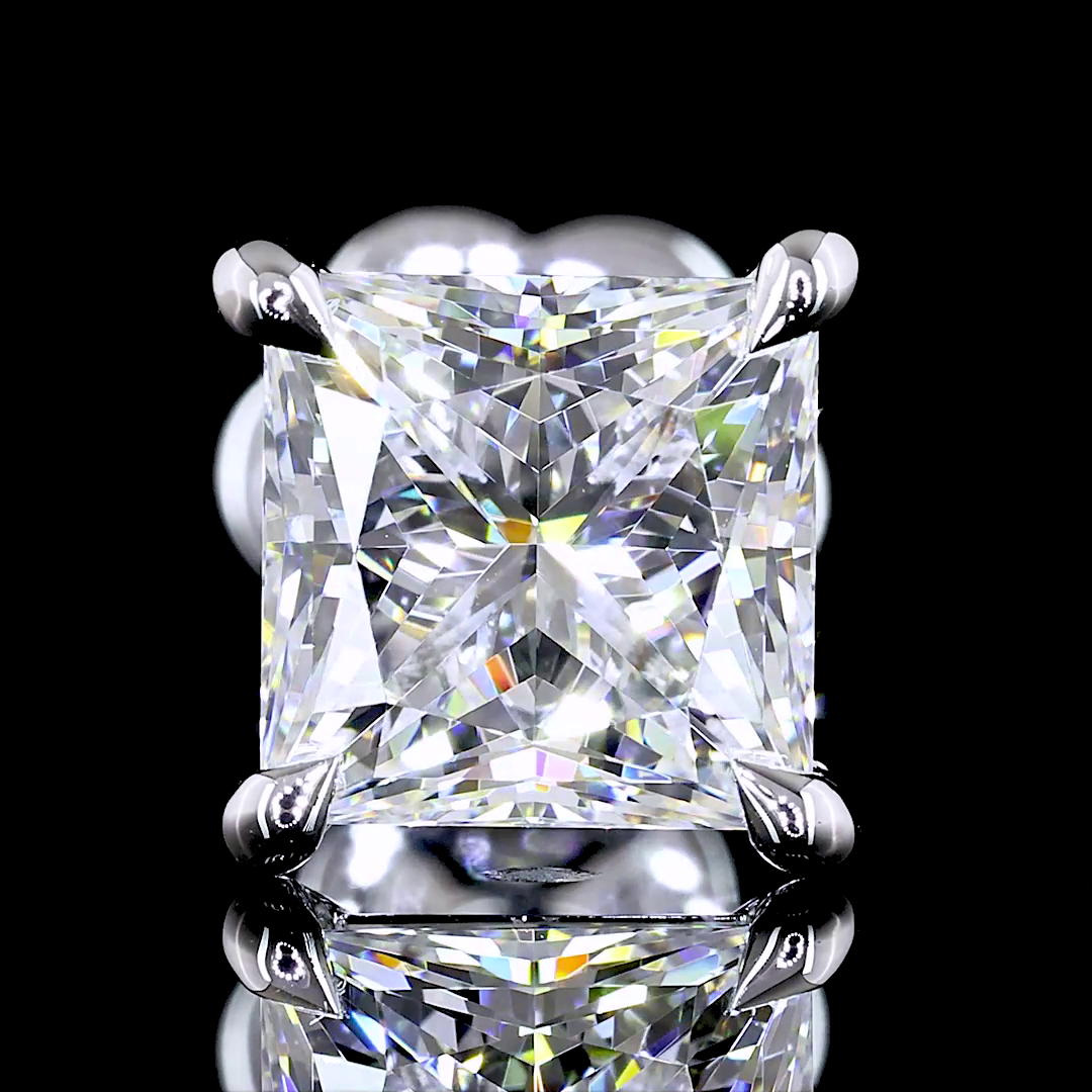 0 CT Princess Lab Grown Diamond Stud Earrings in 14K White Gold