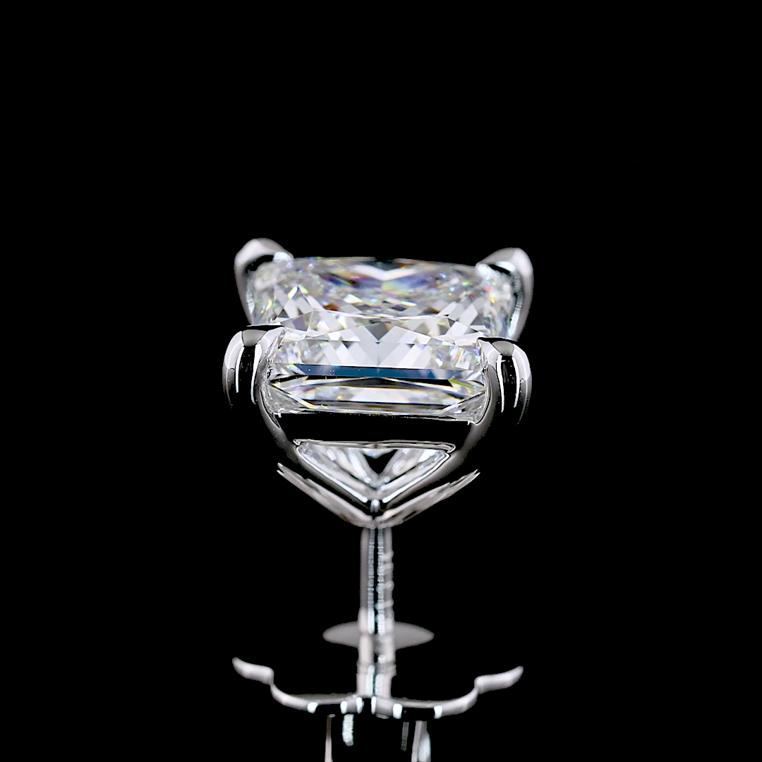0 CT Princess Lab Grown Diamond Stud Earrings in 14K White Gold