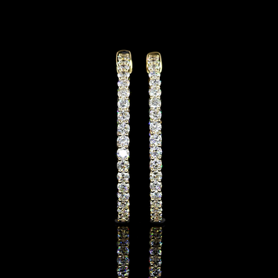 2.78 CT Round Lab Grown Diamond Hoop Earrings in 14K Yellow Gold