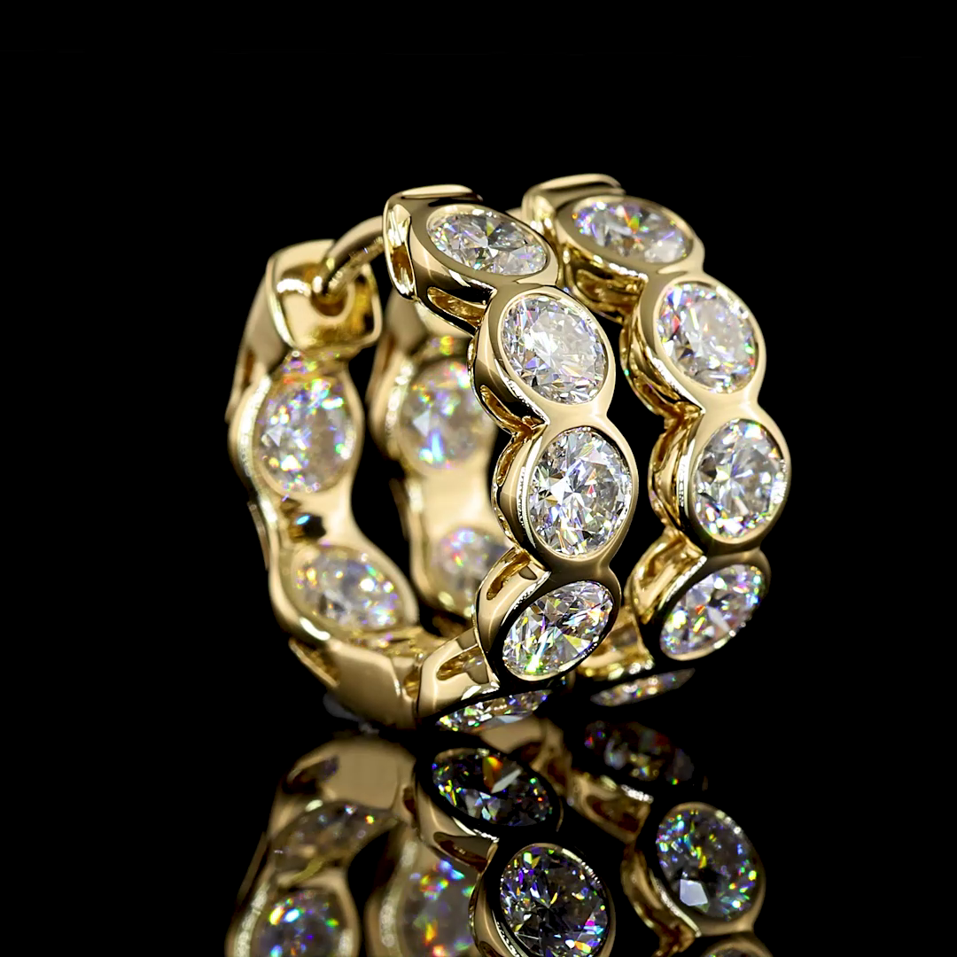 2.01 CT Round Lab Grown Diamond Huggie Earrings in 14K Yellow Gold