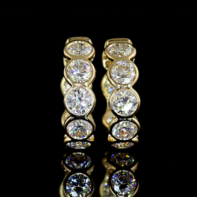 2.01 CT Round Lab Grown Diamond Huggie Earrings in 14K Yellow Gold