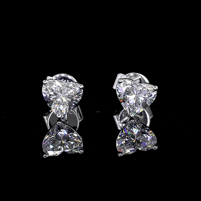 1.11 CT Heart Lab Grown Diamond Stud Earrings in 14K White Gold