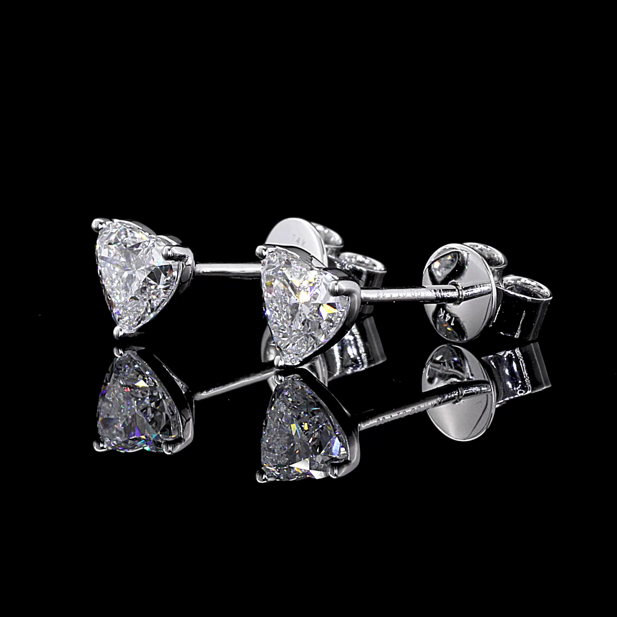 1.11 CT Heart Lab Grown Diamond Stud Earrings in 14K White Gold